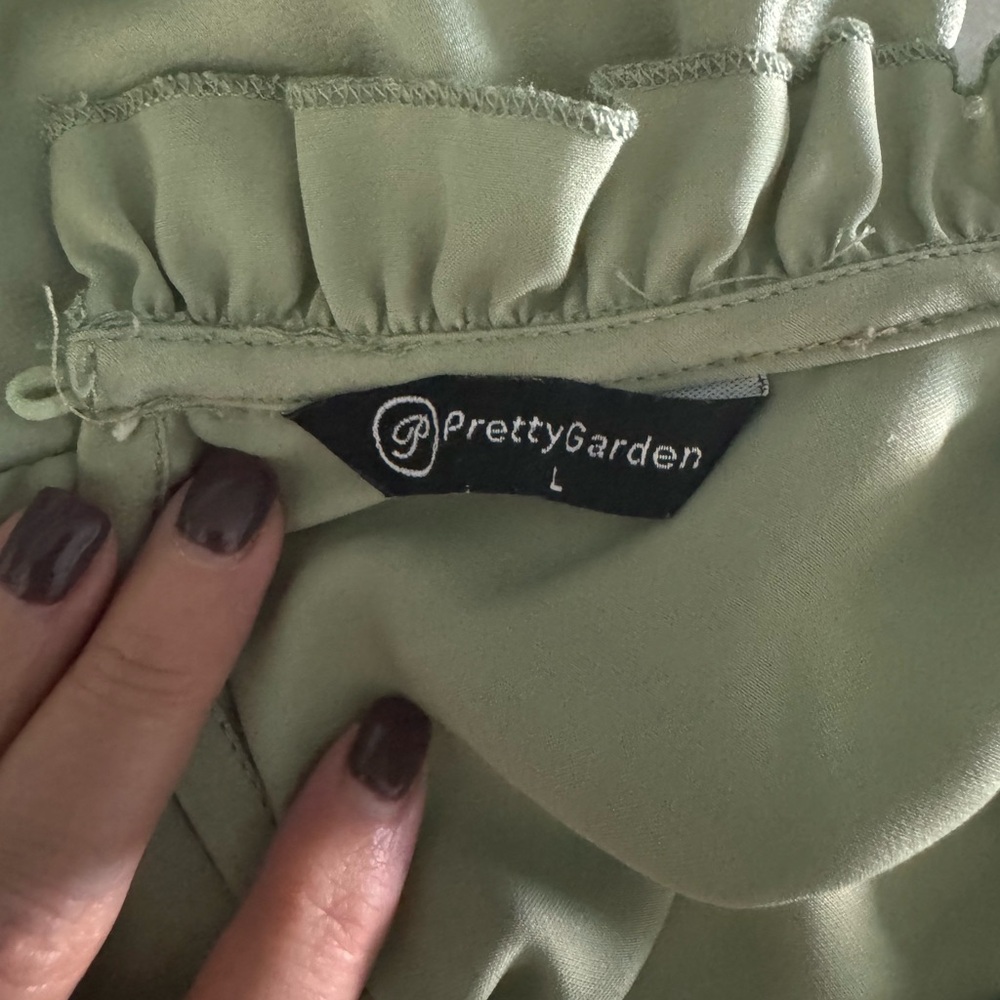 PrettyGarden Green Ruffled Top - Picture 2 of 4